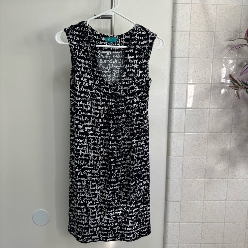 vfish Black White Poet Dress XS Stretch Y2K Artsy Statement Nerd Graduation Twee